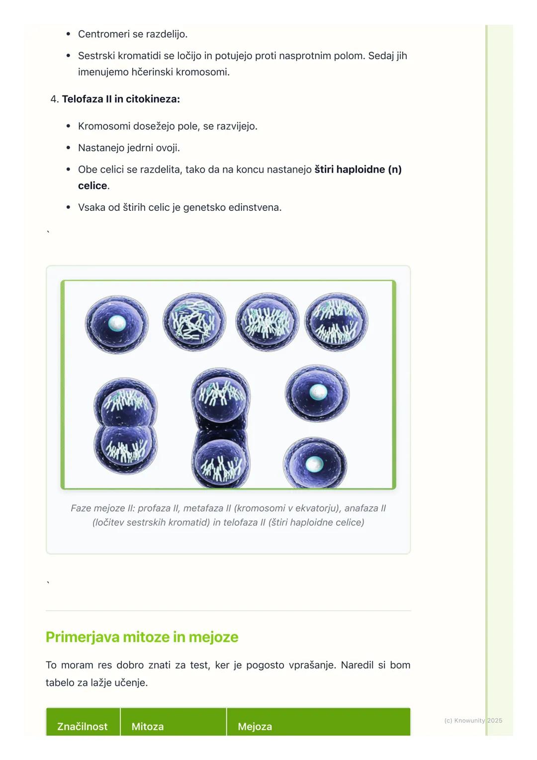 # Mejoza in nastanek spolnih
celic
Uvod v mejozo
Mejoza je poseben tip celične delitve, ki je ključen za spolno razmnoževanje.
Pri tem pro