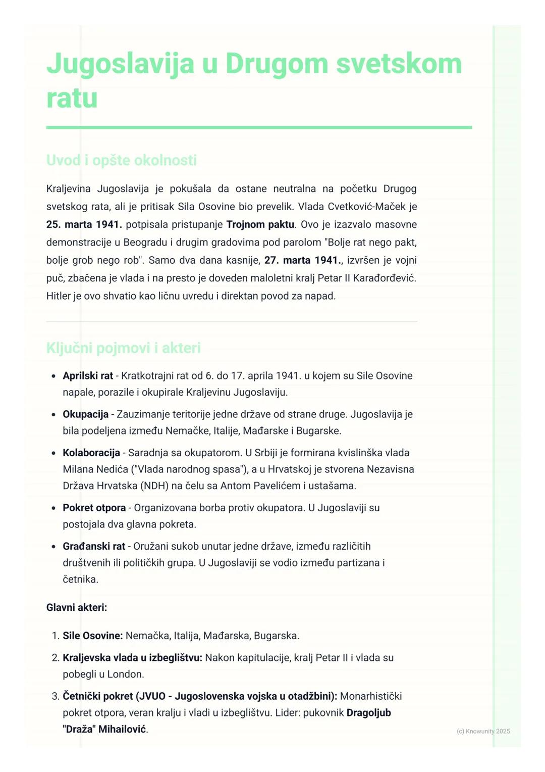 # Jugoslavija u Drugom svetskom
ratu
Uvod i opšte okolnosti
Kraljevina Jugoslavija je pokušala da ostane neutralna na početku Drugog
svets
