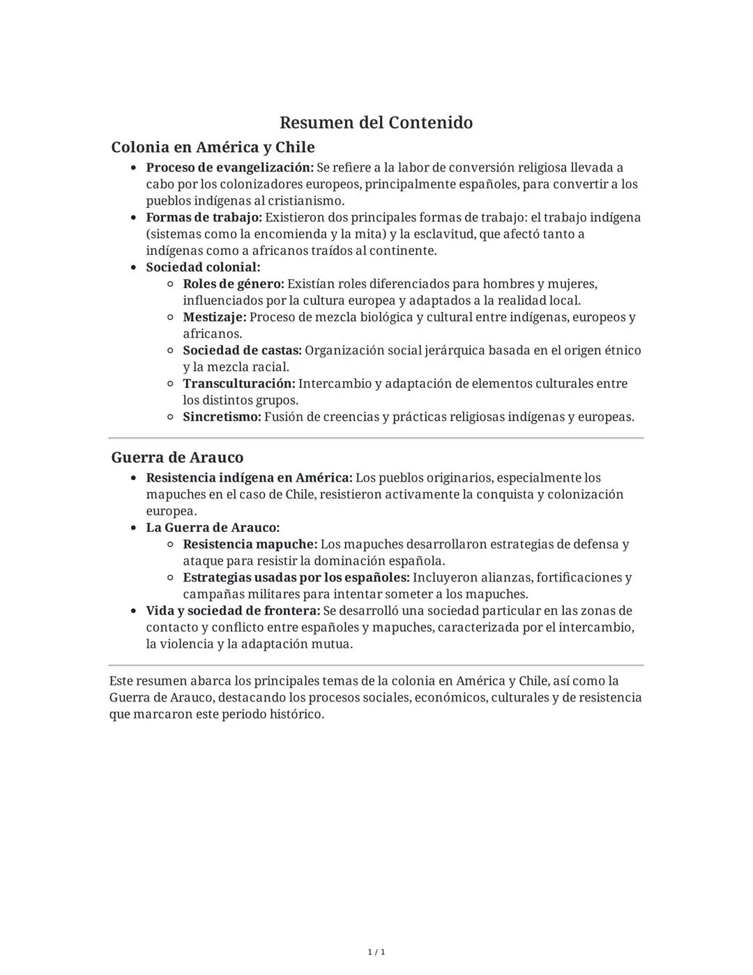 Colonia en América y Chile