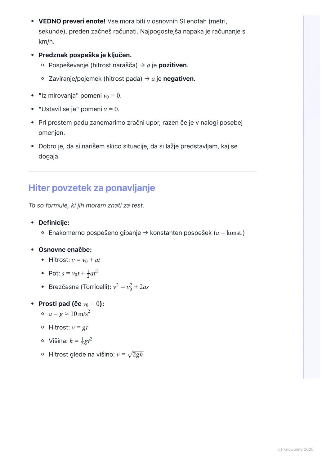 # 2.4. Enakomerno pospešeno
gibanje
Kaj je enakomerno pospešeno gibanje?
To je gibanje, pri katerem se hitrost telesa spreminja enakomerno