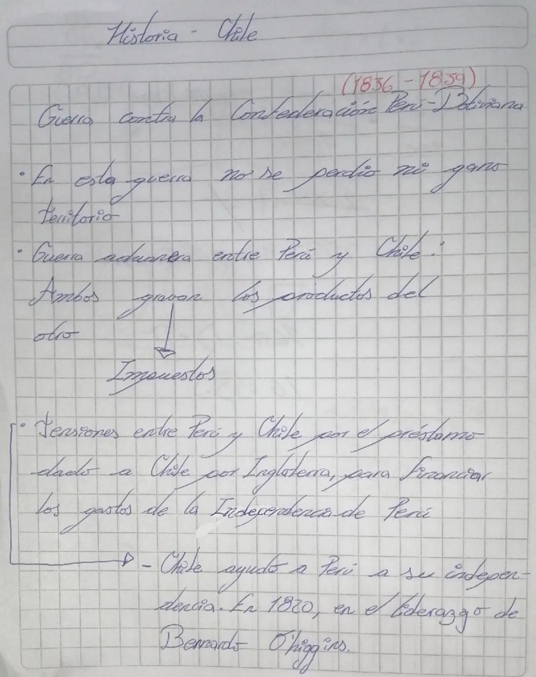 Historia - Chile
(1836-1839)
Guerra contra la Confederación Peru-Boliviana
• En esta guerra no se perdió ni ganó
territorio
• Guerra aduaner