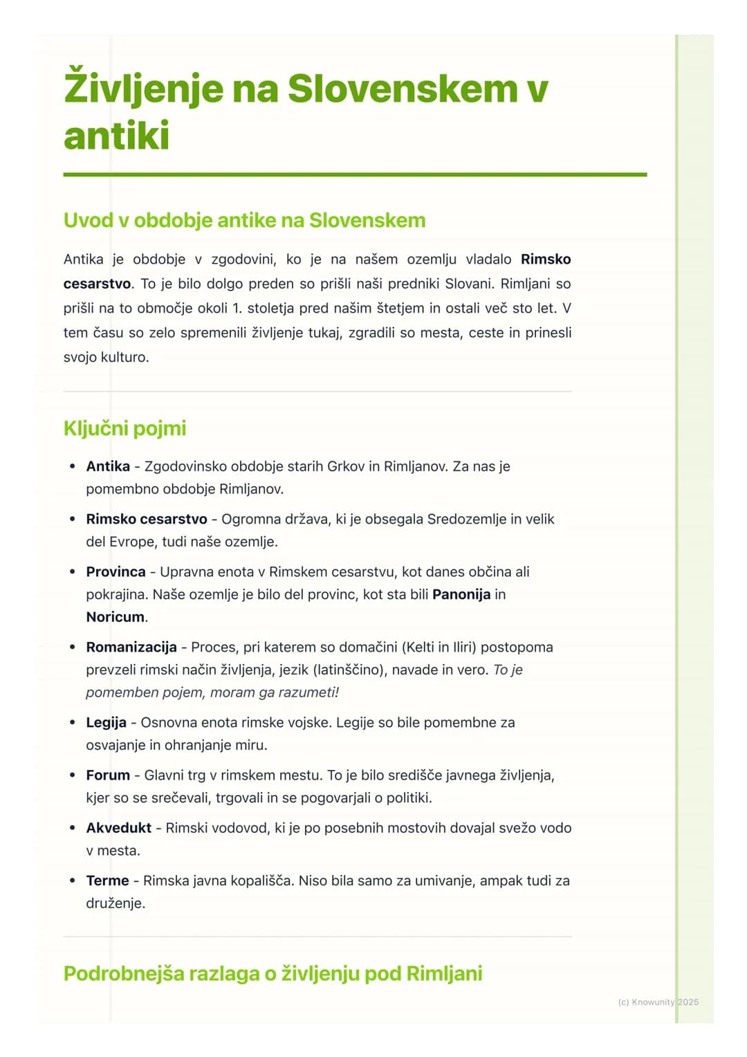 # Življenje na Slovenskem v
antiki
Uvod v obdobje antike na Slovenskem
Antika je obdobje v zgodovini, ko je na našem ozemlju vladalo Rimsk
