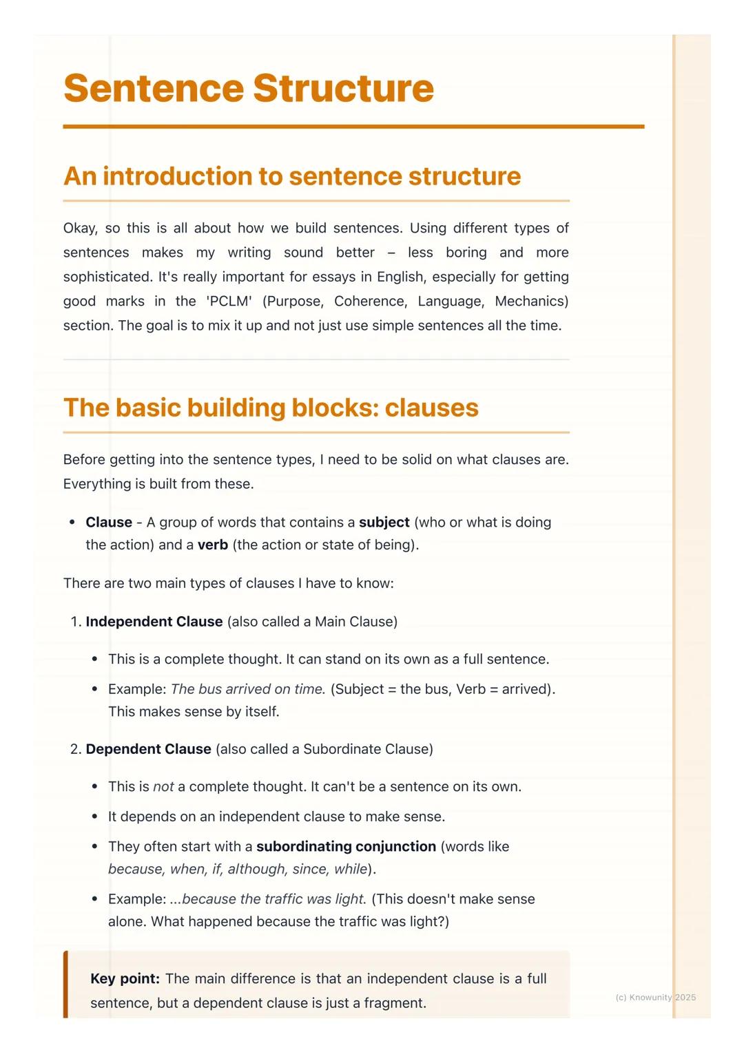 # Sentence Structure
An introduction to sentence structure
Okay, so this is all about how we build sentences. Using different types of
sen
