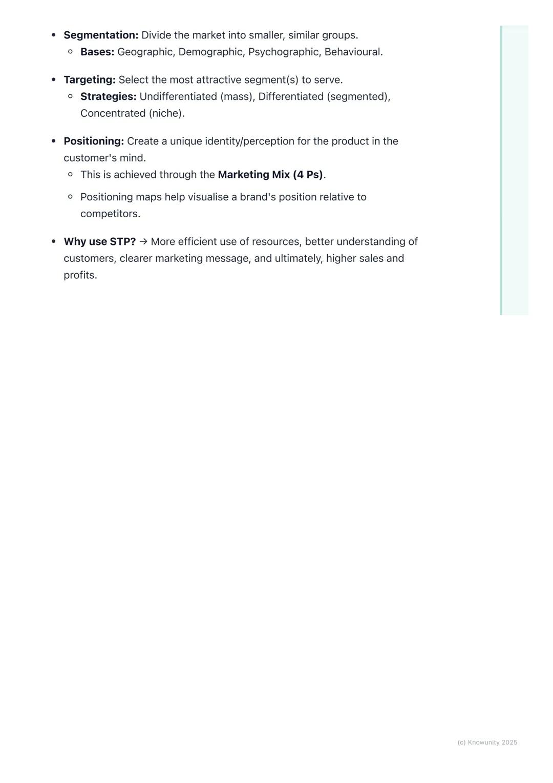 # Market Segmentation,
Targeting, and Positioning
An introduction to STP
The STP model is a core concept in marketing. It's a process that