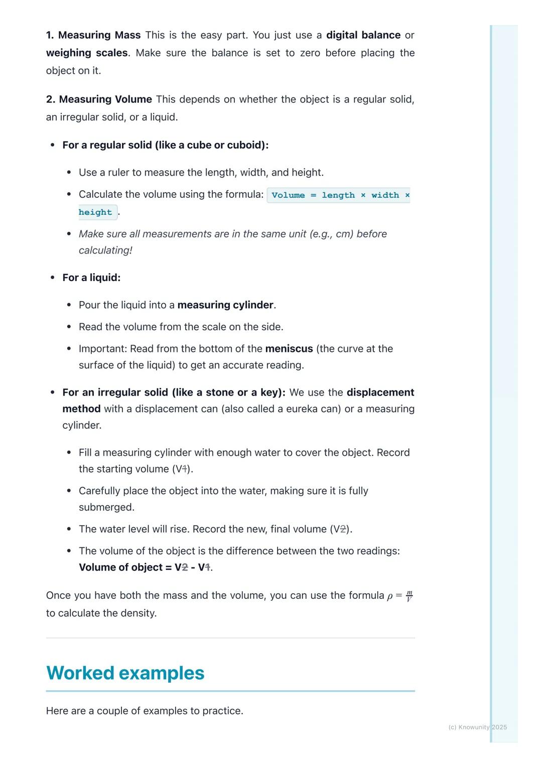 # Density
## What is density?
Density is a measure of how much "stuff" (mass) is packed into a certain
amount of space (volume). If you ha