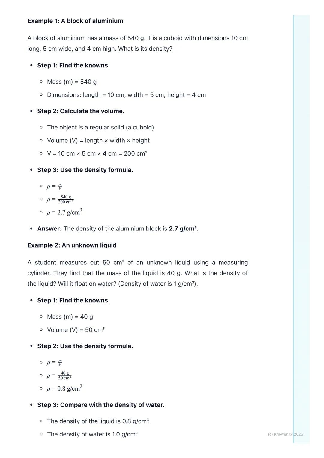 # Density
## What is density?
Density is a measure of how much "stuff" (mass) is packed into a certain
amount of space (volume). If you ha