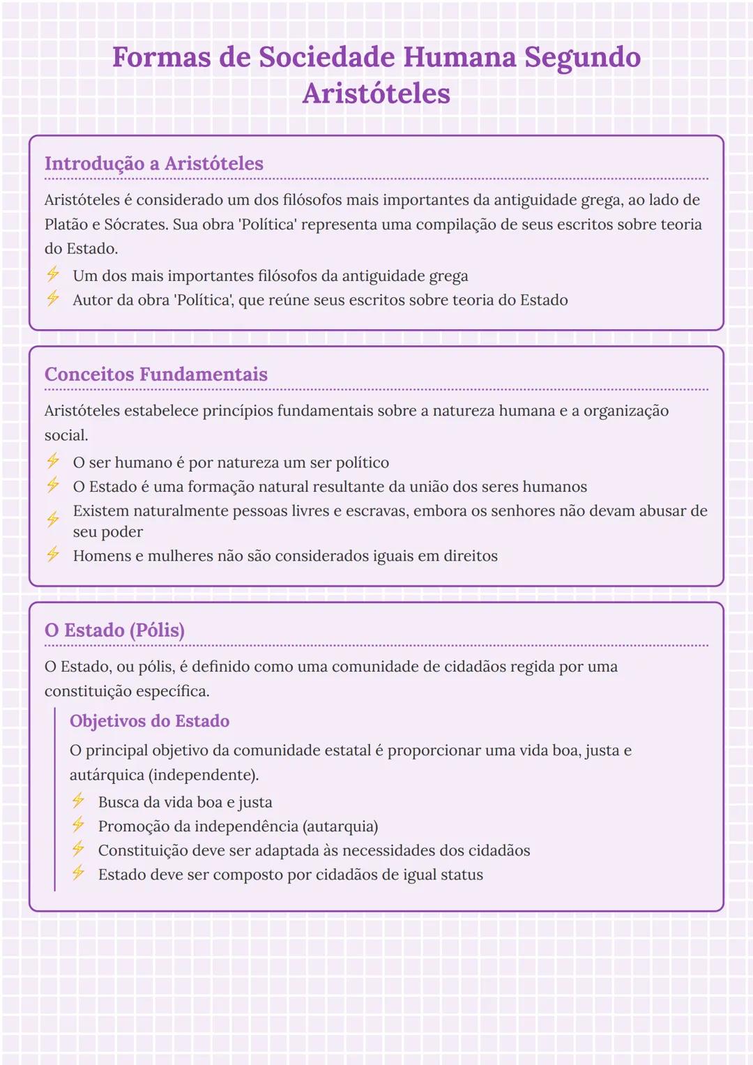 # Formas de Sociedade Humana Segundo
Aristóteles
## Introdução a Aristóteles
Aristóteles é considerado um dos filósofos mais importantes d