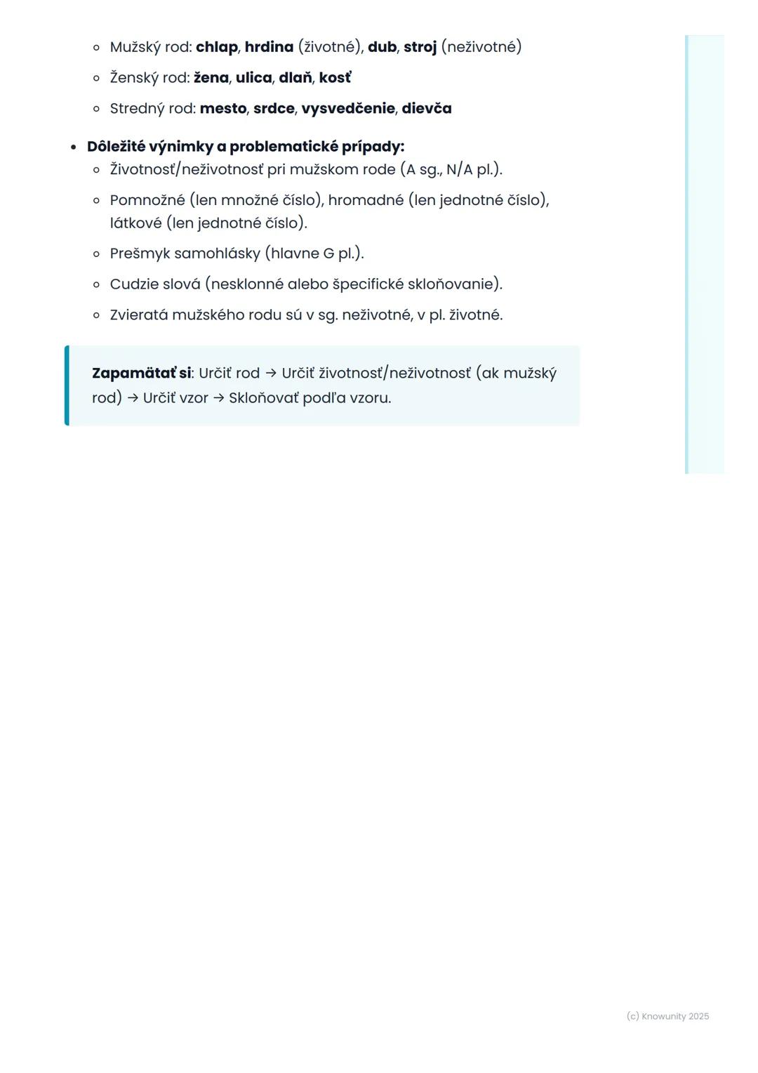 # Podstatné mená
## 1. Prehľad podstatných mien
Podstatné mená sú super dôležité, lebo pomenúvajú všetko okolo nás
ľudí, zvieratá, veci, v