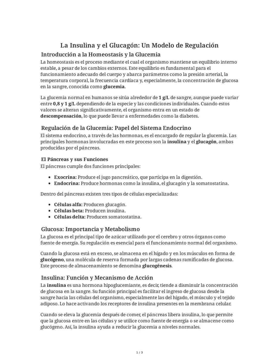 Homeostasis y Regulación de Glucosa