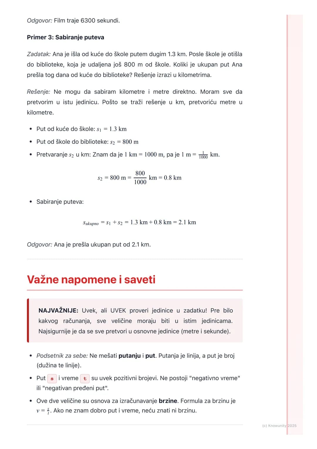 # Put i vreme
## Uvod u put i vreme
Da bismo opisali bilo koje kretanje, moramo da znamo dve osnovne stvari:
koliko daleko se nešto pomeri