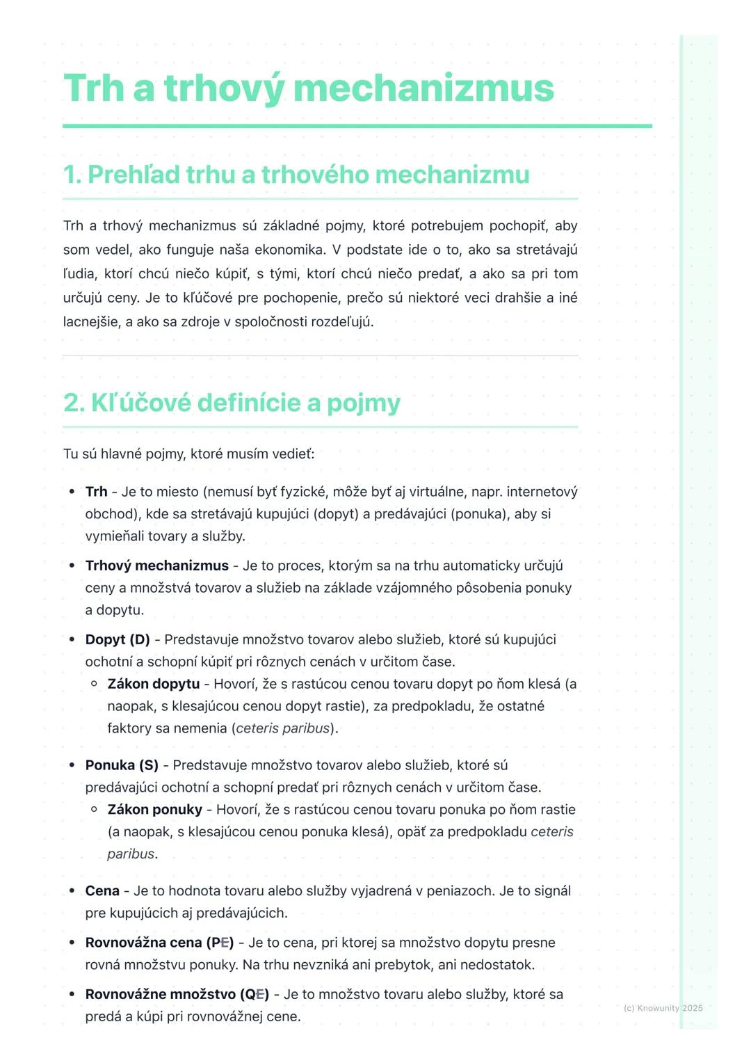 # Trh a trhový mechanizmus
## 1. Prehľad trhu a trhového mechanizmu
Trh a trhový mechanizmus sú základné pojmy, ktoré potrebujem pochopiť,