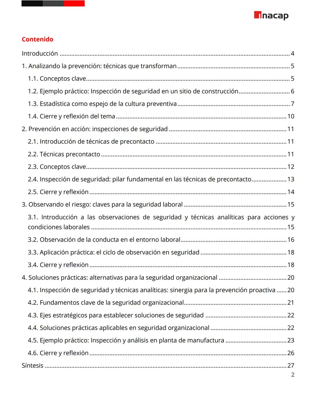 # Técnicas analíticas, inspecciones y observación de seguridad
Lectura
Inacap # Introducción
Las técnicas de prevención de riesgos labora