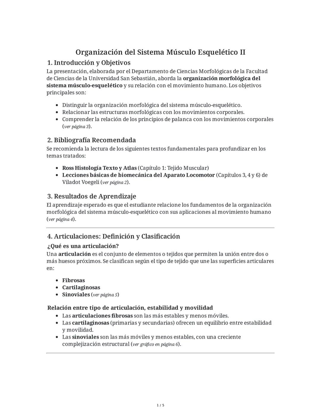 Músculo-Esquelético: Organización y Movimiento