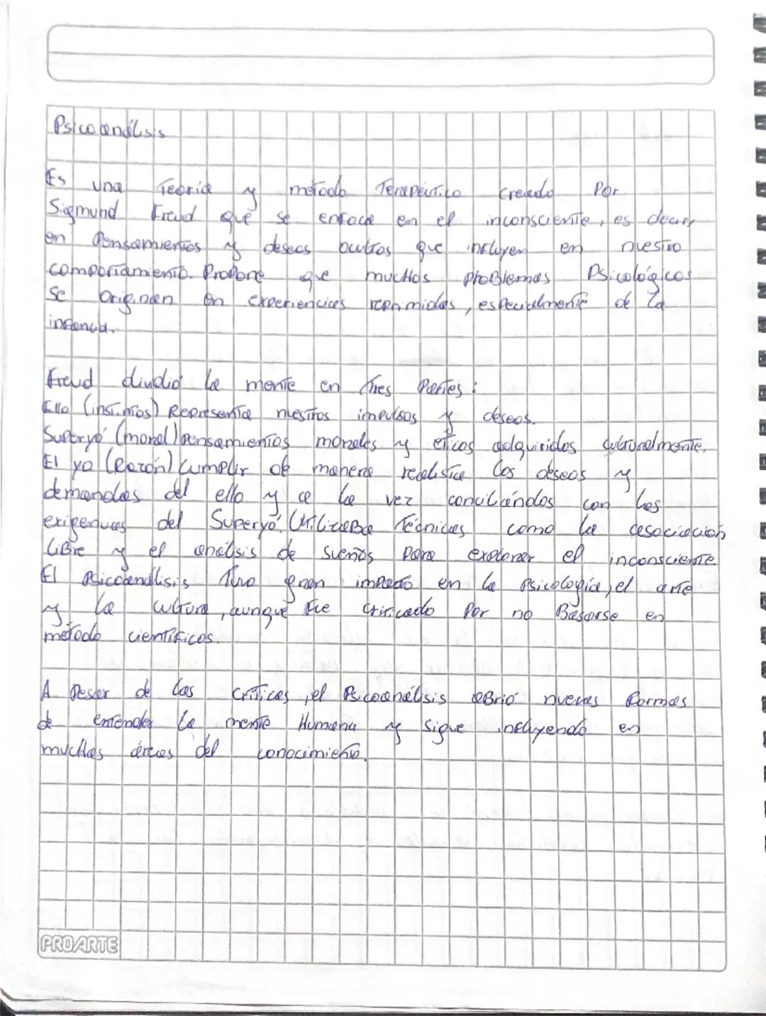 Psicanalss
Es una teoria y metodo Terapeutico creado Por
Sigmund Freud que se enfoca en el inconsciente, es decir
en pensamientos y deseos o