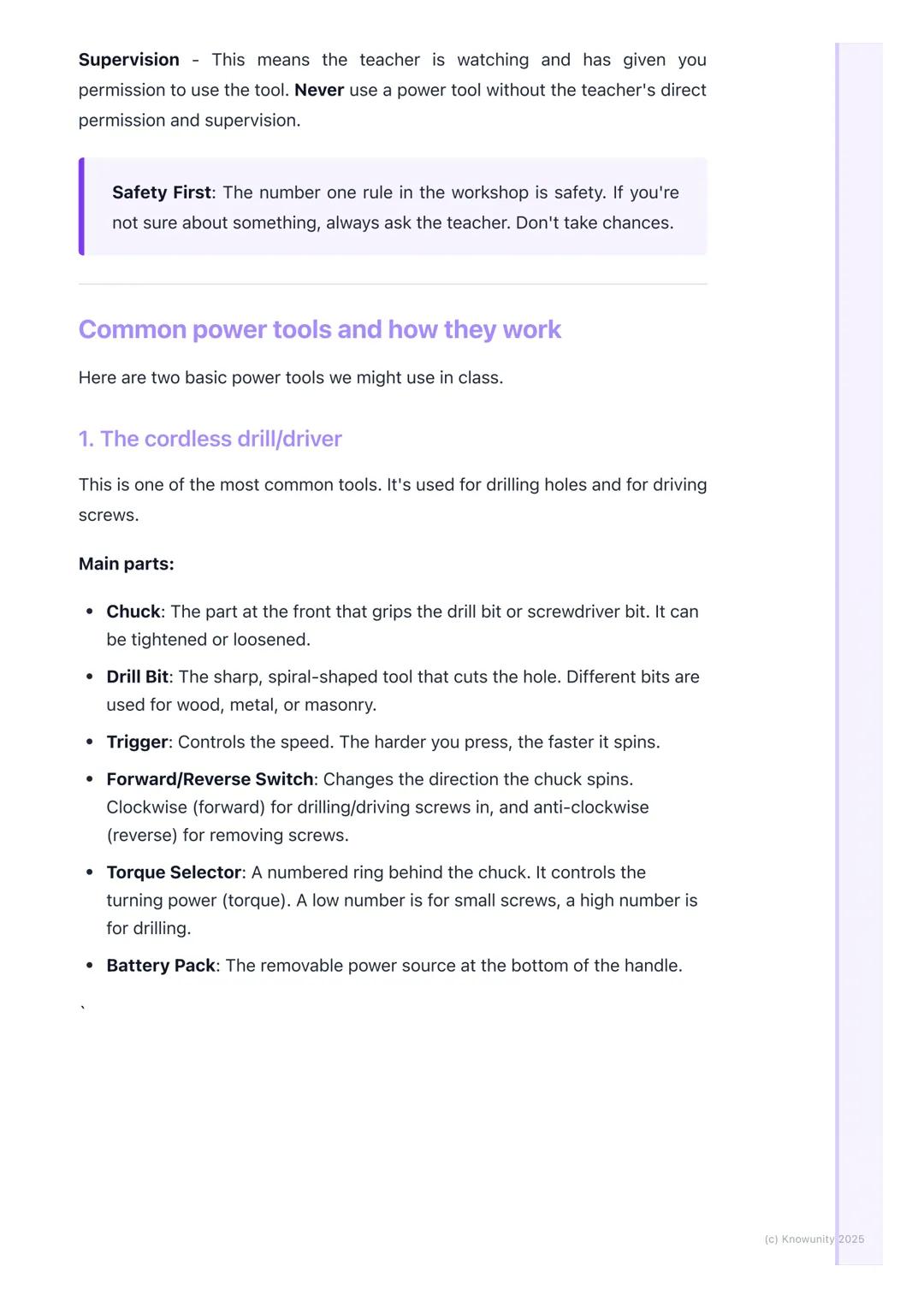 # Introduction to Basic Power
Tools
Introduction to power tools
Power tools are tools that are powered by an electric motor, a battery, or