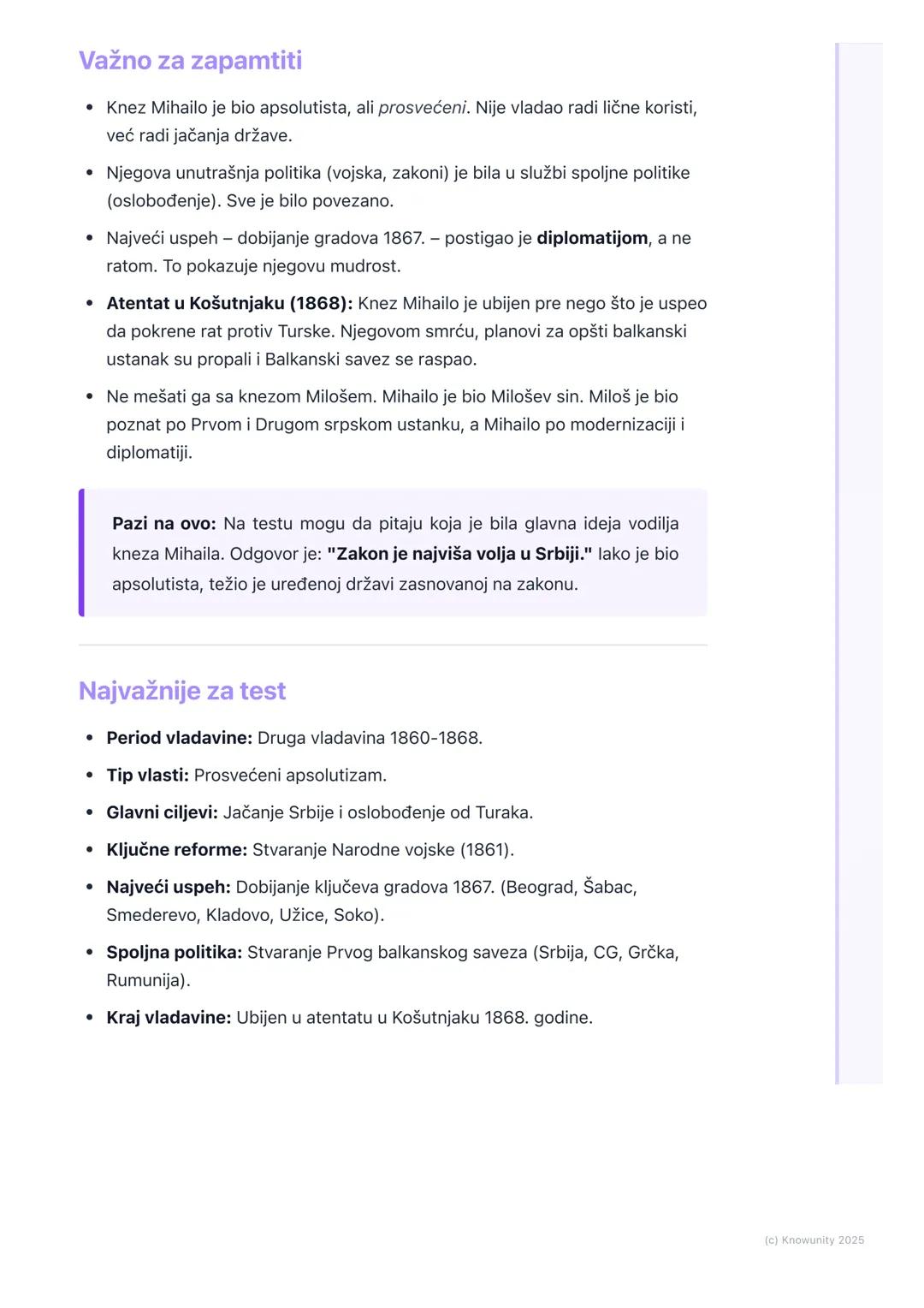 # Vladavina kneza Mihaila
Obrenovića
Uvod u period vladavine kneza Mihaila
Knez Mihailo Obrenović je vladao Srbijom u dva navrata. Njegova