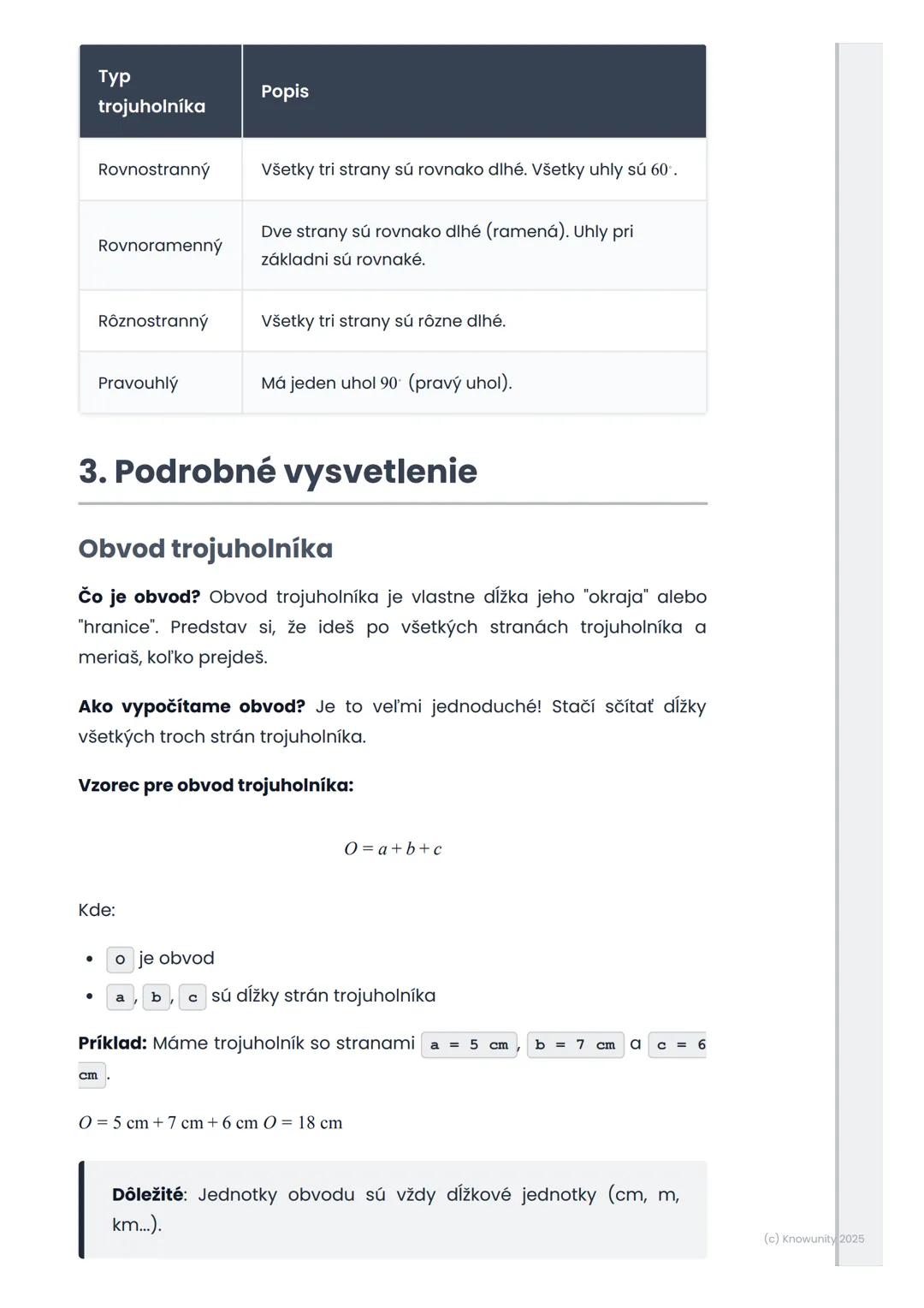 # Obvod a obsah trojuholníka
## 1. Prehľad / Úvod
Dnes sa budeme učiť o trojuholníkoch, čo je super dôležité v
matematike! Trojuholníky sú