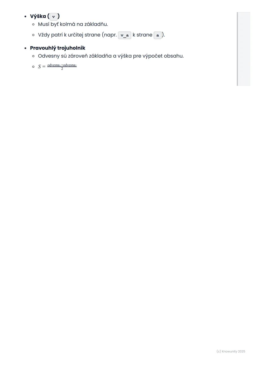 # Obvod a obsah trojuholníka
## 1. Prehľad / Úvod
Dnes sa budeme učiť o trojuholníkoch, čo je super dôležité v
matematike! Trojuholníky sú