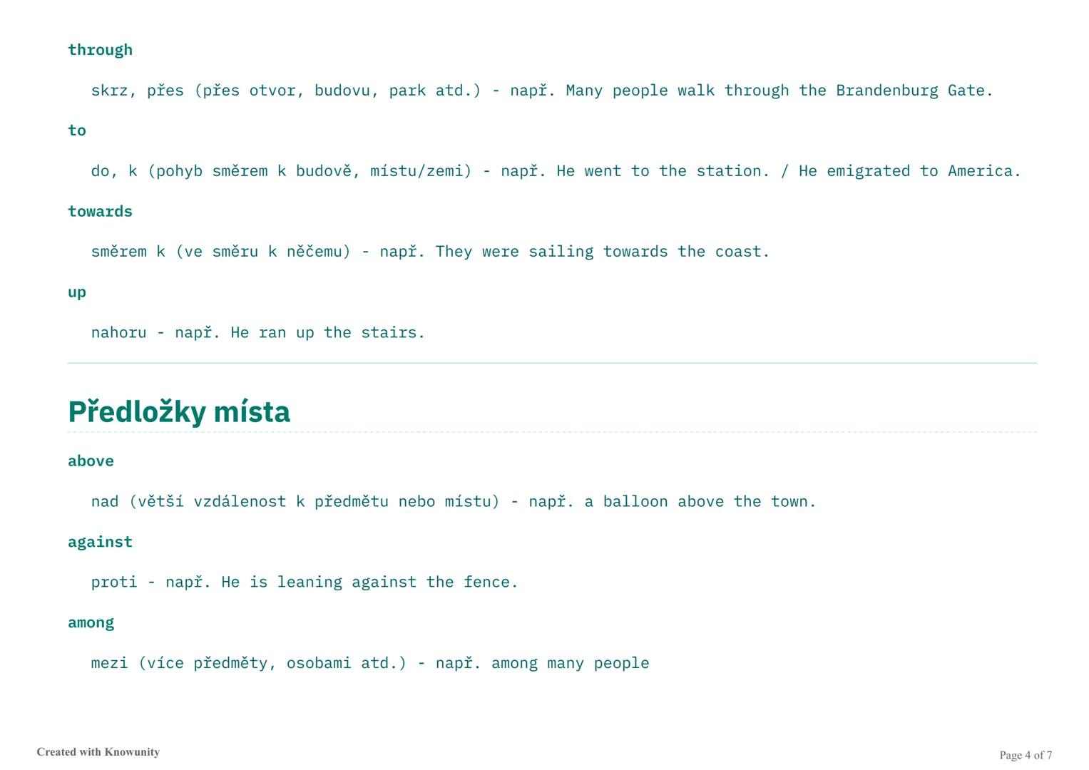 # Předložky v angličtině
Podrobné vysvětlení anglických předložek, jejich použití a umístění ve větách.
## Co jsou předložky?
Předložky (