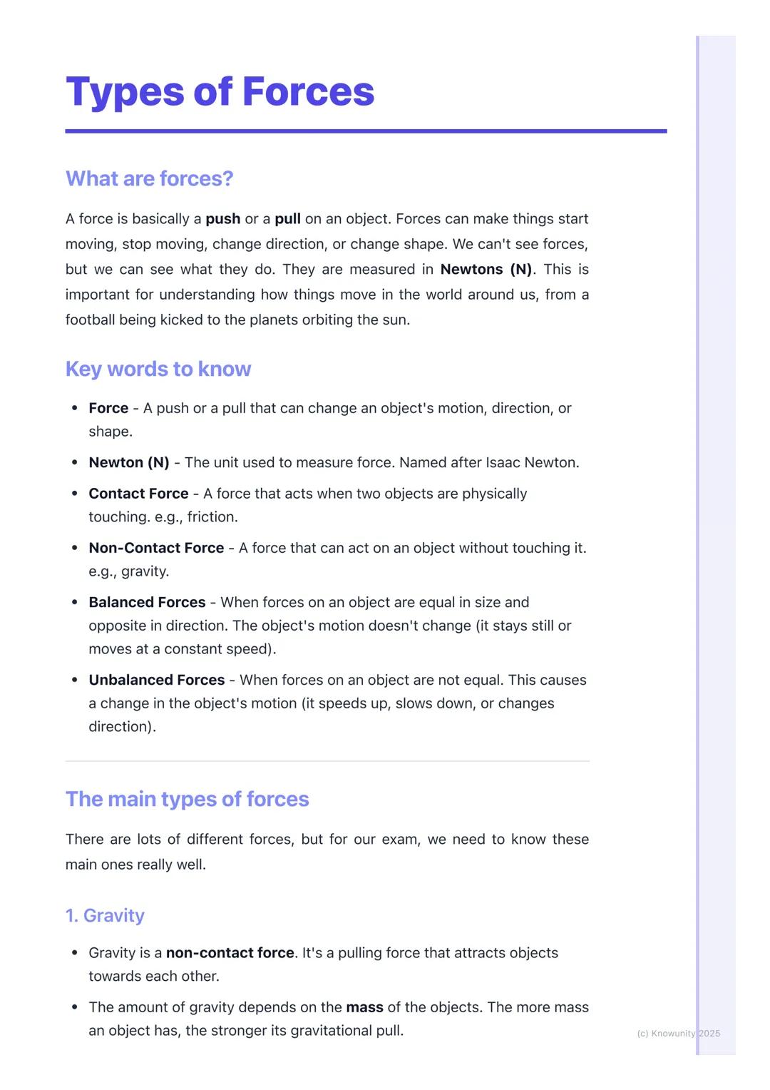 # Types of Forces
What are forces?
A force is basically a push or a pull on an object. Forces can make things start
moving, stop moving, c