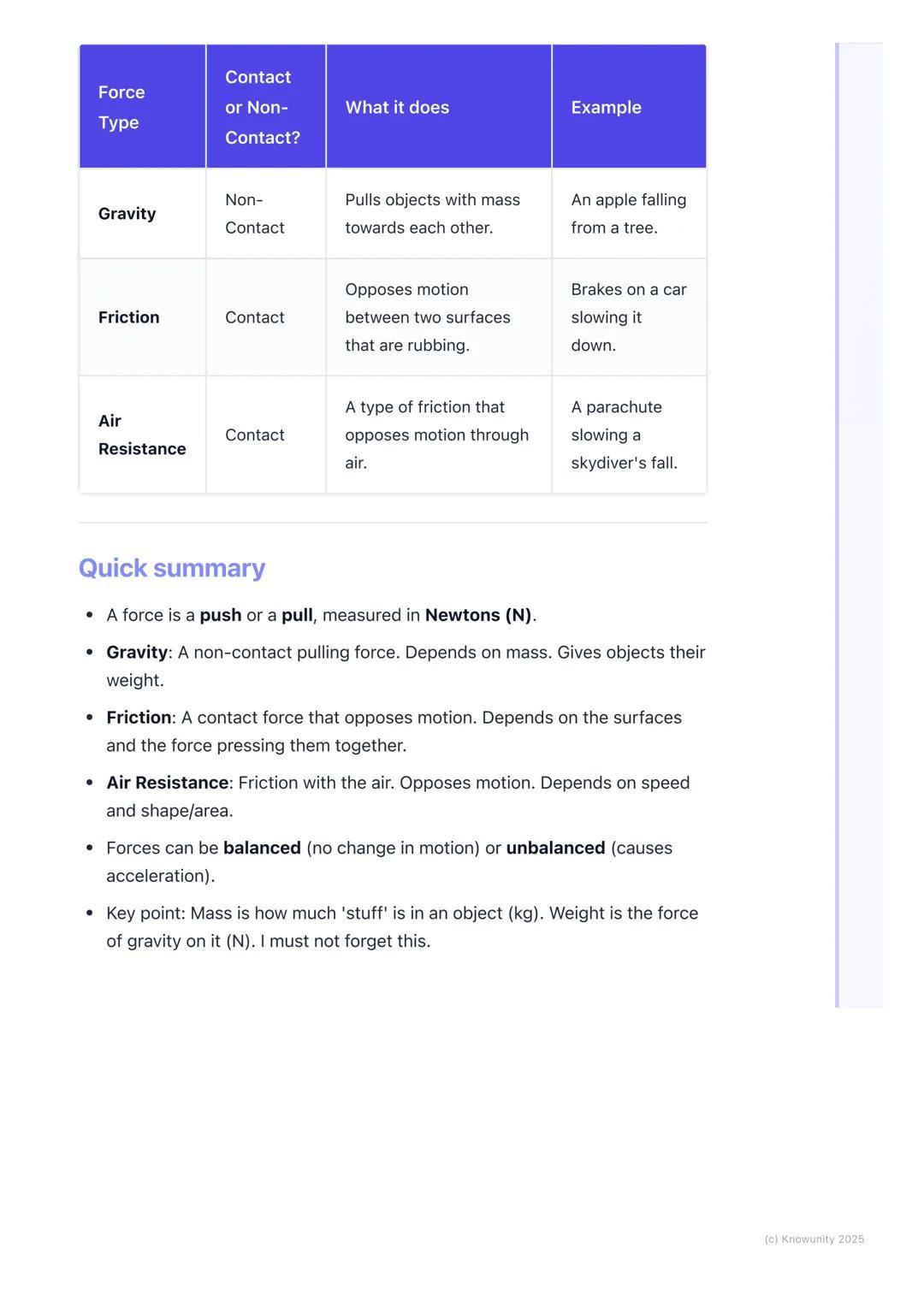 # Types of Forces
What are forces?
A force is basically a push or a pull on an object. Forces can make things start
moving, stop moving, c