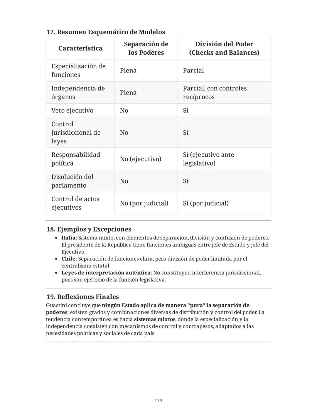 Separación de los Poderes del Estado - Riccardo Guastini
1. Introducción: Dos Doctrinas Fundamentales
Riccardo Guastini distingue entre dos