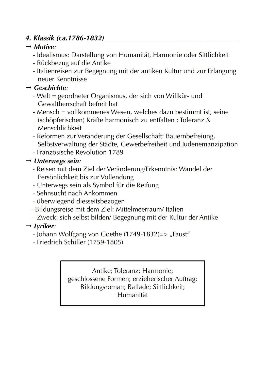 Lyrik: „Unterwegs sein"
Motive
→ Sehnsucht, Heimweh, Fernweh
→ Unterwegs sein als Entwicklungsprozess
→ "Sehnsuchtsland": Italien
→ Unterwe