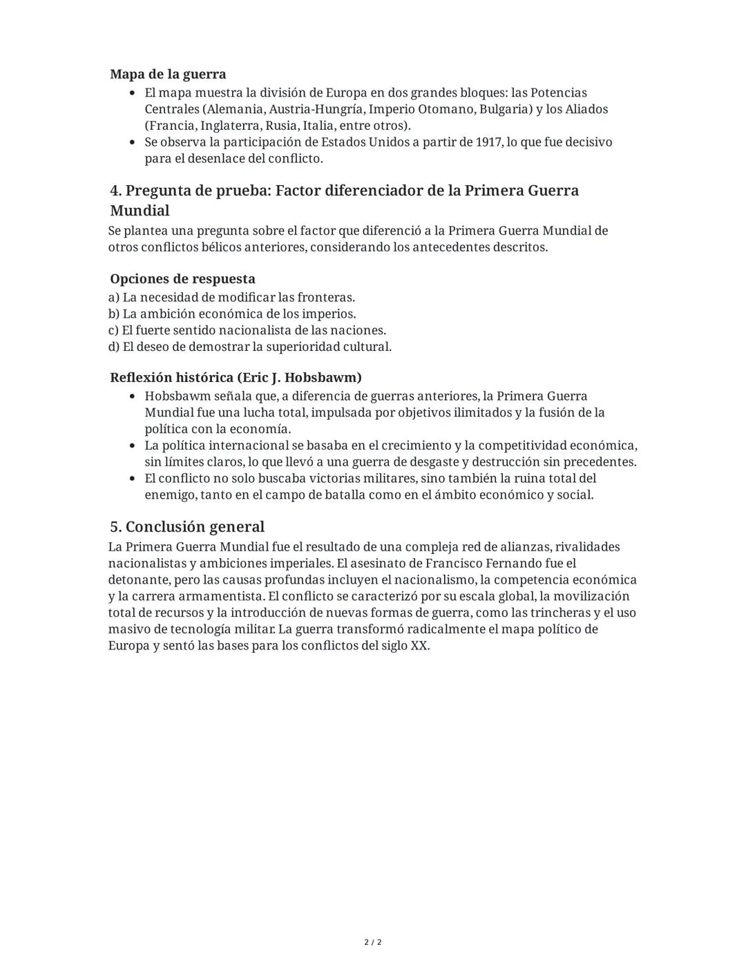 Resumen: Inicio y desarrollo de la Primera Guerra Mundial
1. Inicio del conflicto (casus belli)
Atentado de Sarajevo
El 28 de junio de 1914,