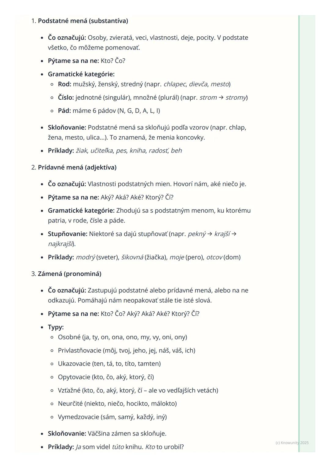 # Slovné druhy
1. Prehľad a úvod
Takže, ideme si zopakovať slovné druhy. Je to super dôležité, lebo nám to
pomáha rozumieť, ako funguje ná