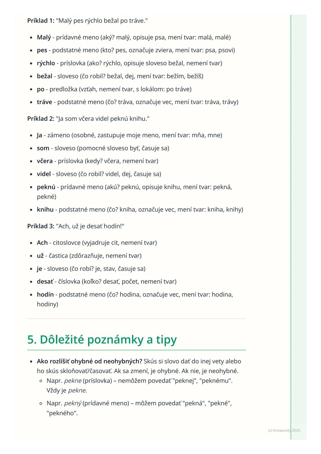 # Slovné druhy
1. Prehľad a úvod
Takže, ideme si zopakovať slovné druhy. Je to super dôležité, lebo nám to
pomáha rozumieť, ako funguje ná