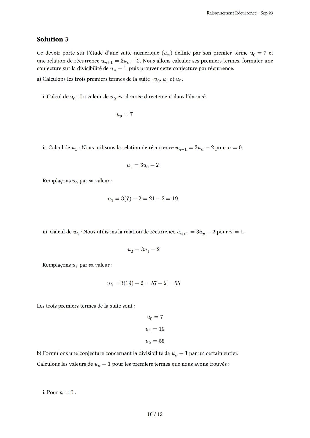 # Raisonnement Récurrence
Généré par Knowunity.fr - Sep 23
Description: Cet examen couvre le principe de récurrence, l'initialisation et l